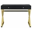 ACME Coleen Wooden Top Writing Desk with USB Port in Black and Brass