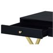 ACME Coleen Wooden Top Writing Desk with USB Port in Black and Brass
