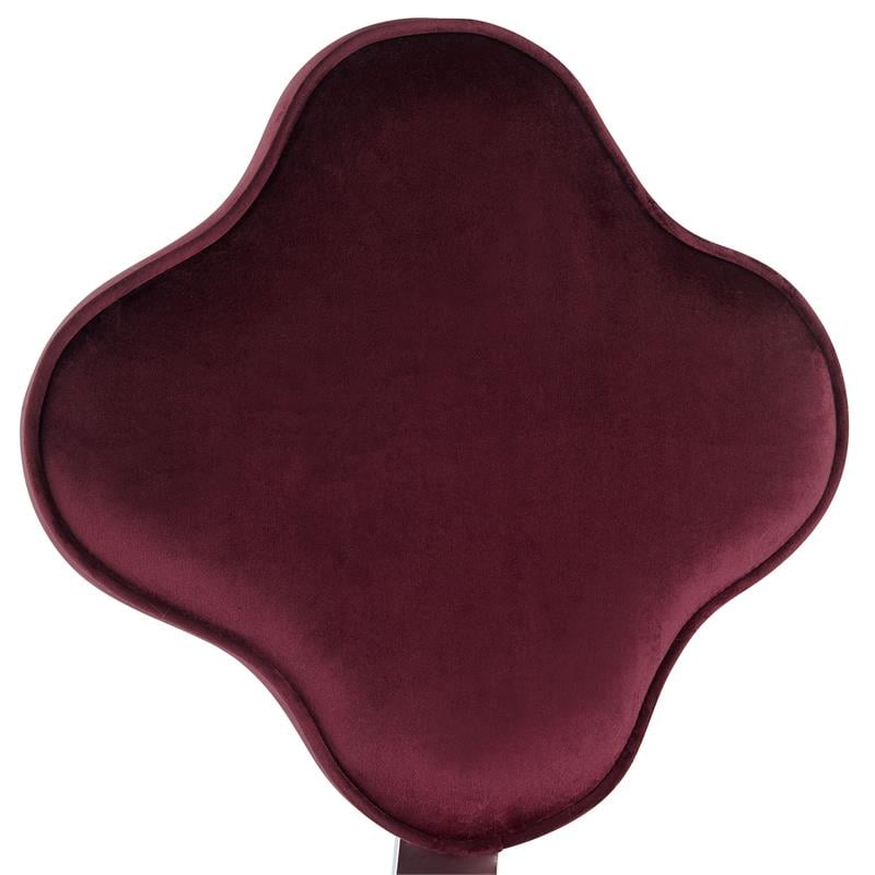 ACME Clover Velvet Upholstered Armless Office Chair with Swivel Seat in Red