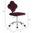ACME Clover Velvet Upholstered Armless Office Chair with Swivel Seat in Red