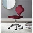 ACME Clover Velvet Upholstered Armless Office Chair with Swivel Seat in Red