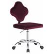 ACME Clover Velvet Upholstered Armless Office Chair with Swivel Seat in Red