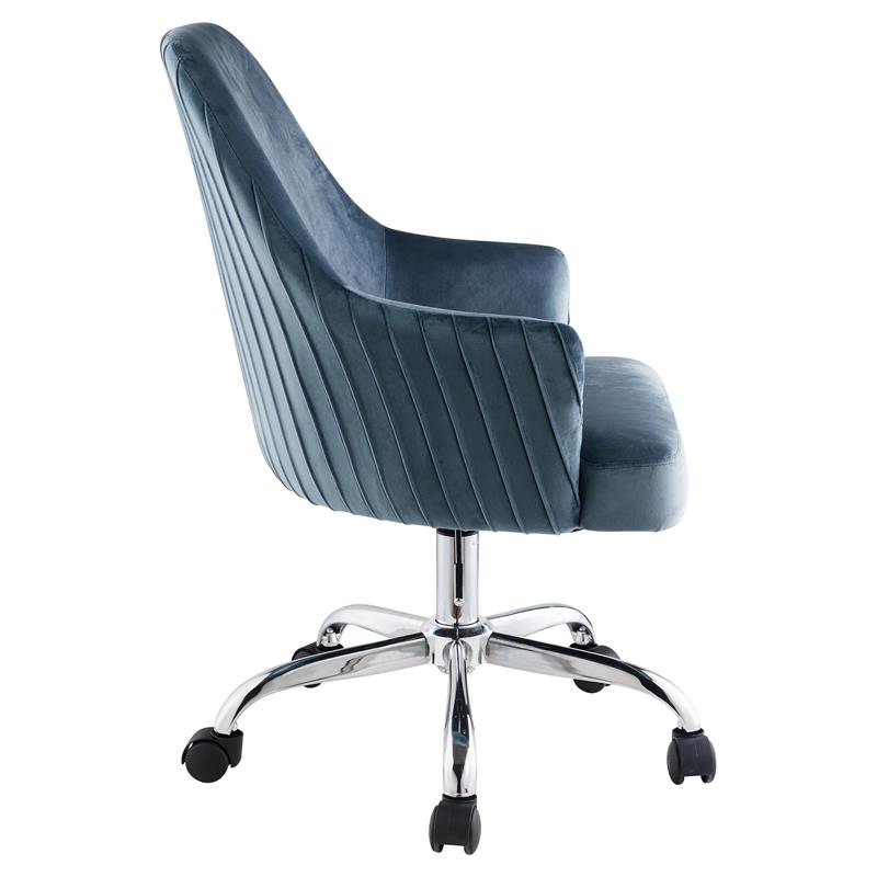 ACME Furniture Vorope Upholstered Velvet Office Chair with Padded Seat in Blue