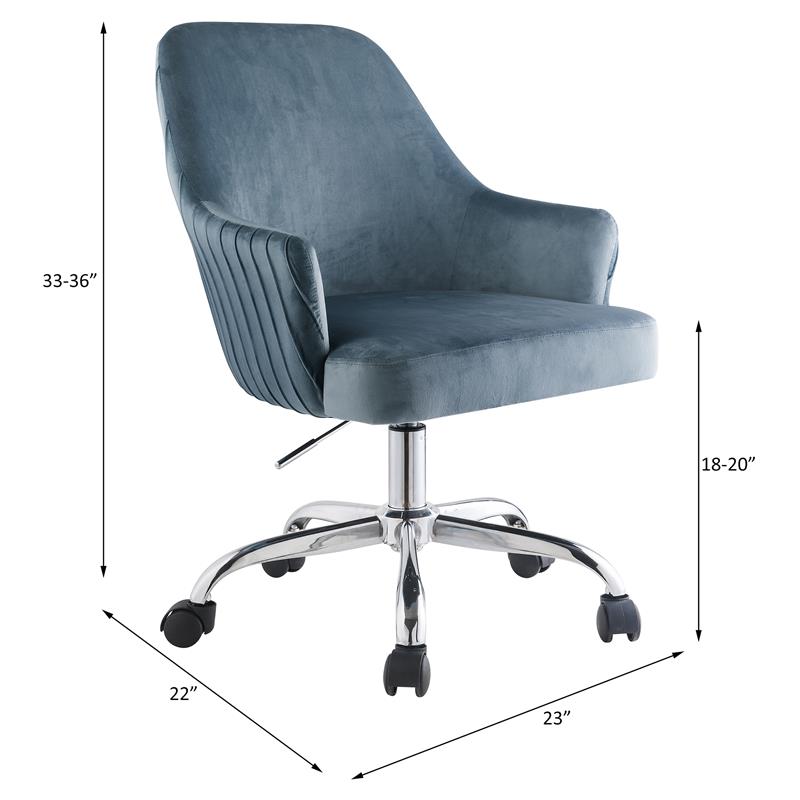 ACME Furniture Vorope Upholstered Velvet Office Chair with Padded Seat in Blue