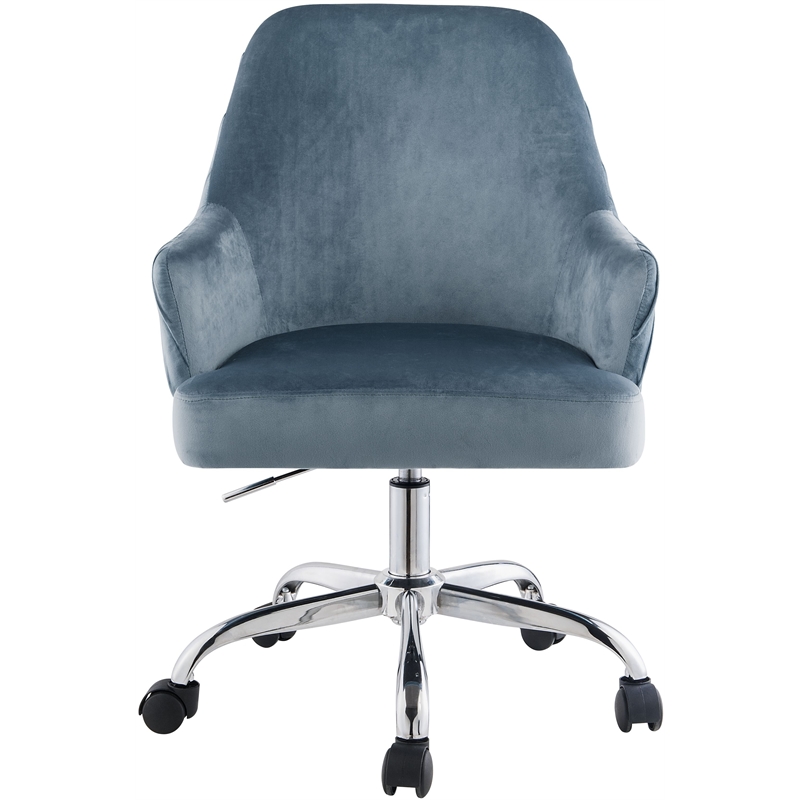 ACME Furniture Vorope Upholstered Velvet Office Chair with Padded Seat in Blue