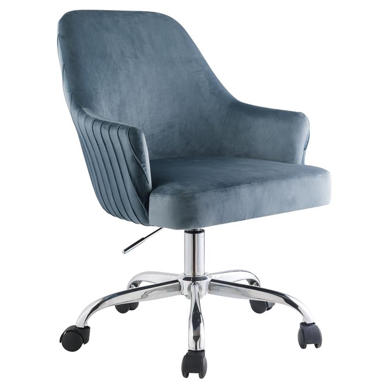 ACME Furniture Vorope Upholstered Velvet Office Chair with Padded Seat in Blue