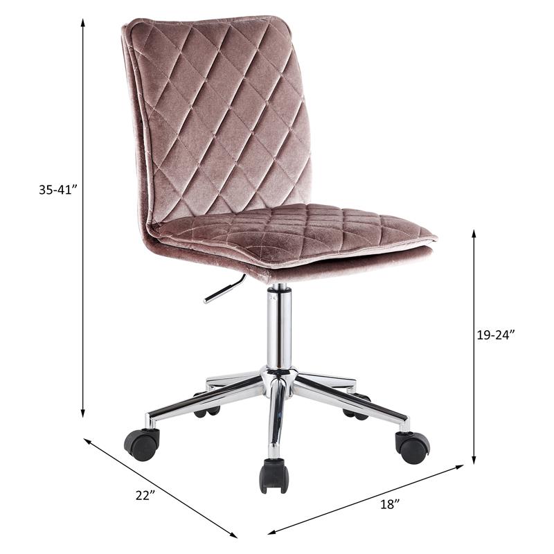 ACME Aestris Tufted Velvet Armless Office Chair with Swivel Seat in Pink Cymax Business