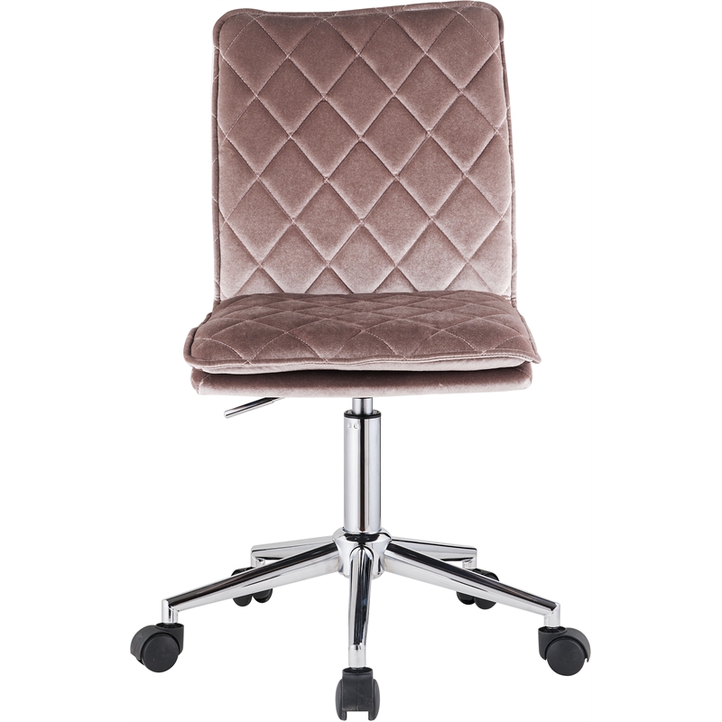 ACME Aestris Tufted Velvet Armless Office Chair with Swivel Seat in Pink Cymax Business