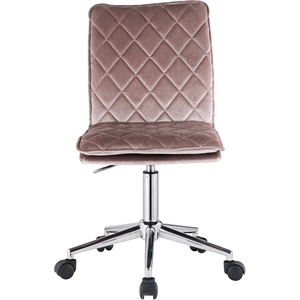 acme aestris tufted velvet armless office chair with swivel seat in pink