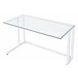 ACME Tyrese Glass Top Writing Desk with Open Metal Base in Clear and White