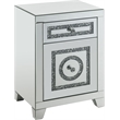 ACME Noralie Glass Accent Table with 2-Drawer in Mirrored and Faux Diamonds