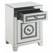 ACME Noralie Glass Accent Table with 2-Drawer in Mirrored and Faux Diamonds