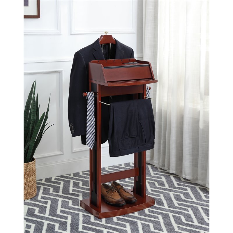 ACME Etla Built in USB Port Wooden Valet Stand in Espresso