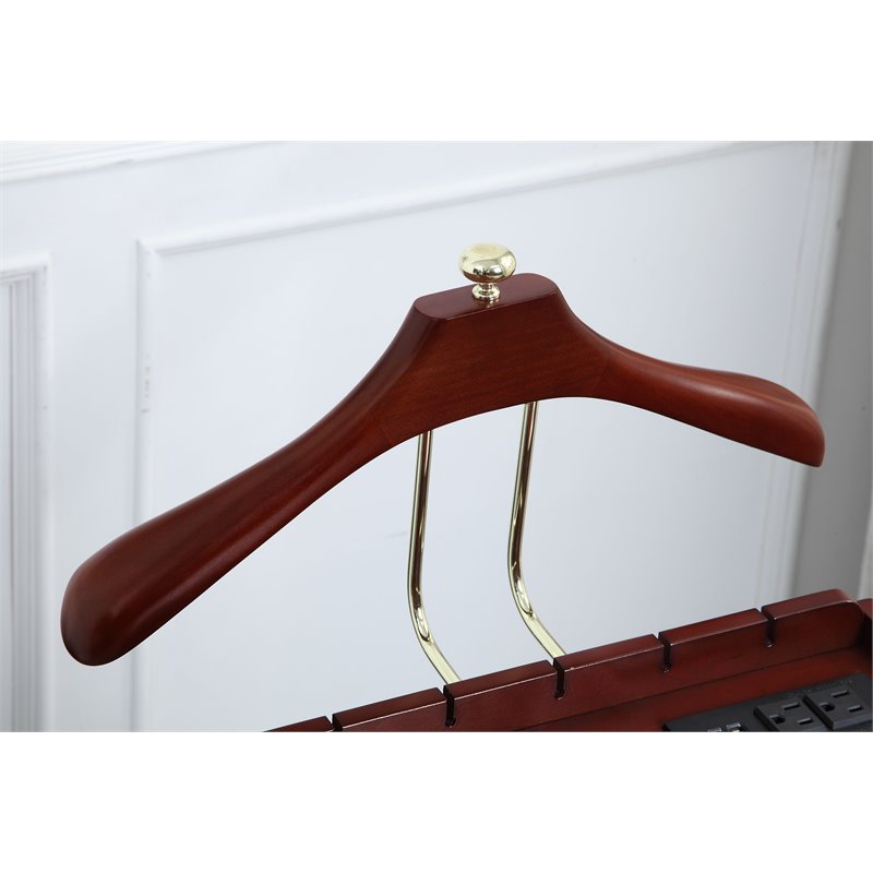 ACME Etla Built in USB Port Wooden Valet Stand in Espresso