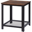 ACME Taurus Square Wooden Top End Table in Rustic Oak and Black