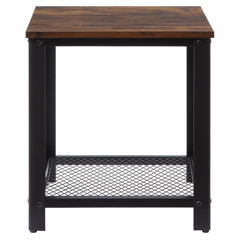 ACME Taurus Square Wooden Top End Table in Rustic Oak and Black