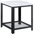 ACME Taurus Square Faux Marble Top End Tablein White and Black