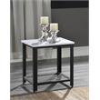 ACME Taurus Square Faux Marble Top End Tablein White and Black