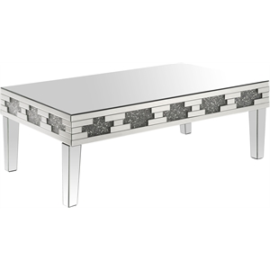 acme noralie coffee table in mirrored and faux stones