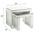 ACME Nysa Glass Top Accent Table in Mirrored and Faux Crystals Inlay