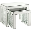 ACME Nysa Glass Top Accent Table in Mirrored and Faux Crystals Inlay