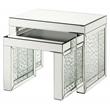 ACME Nysa Glass Top Accent Table in Mirrored and Faux Crystals Inlay
