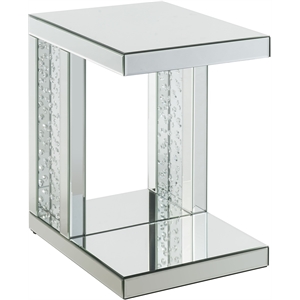 acme nysa accent table in mirrored and faux crystals inlay