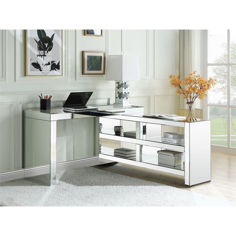 l shaped mirrored desk