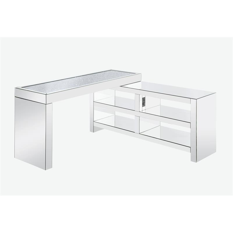 l shaped mirrored desk