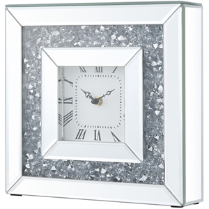 acme noralie accent clock in mirrored and faux diamonds