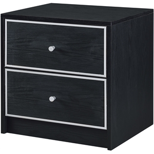 acme jabir wooden accent table with 2 storage drawers in black and silver
