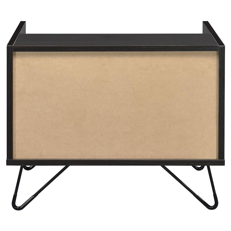 ACME Melkree Wooden Accent Table with Storage Drawer in Oak and Black