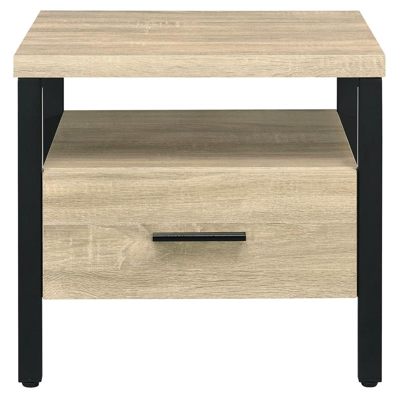 ACME Yawan Wooden Accent Table with Storage in Oak and Black