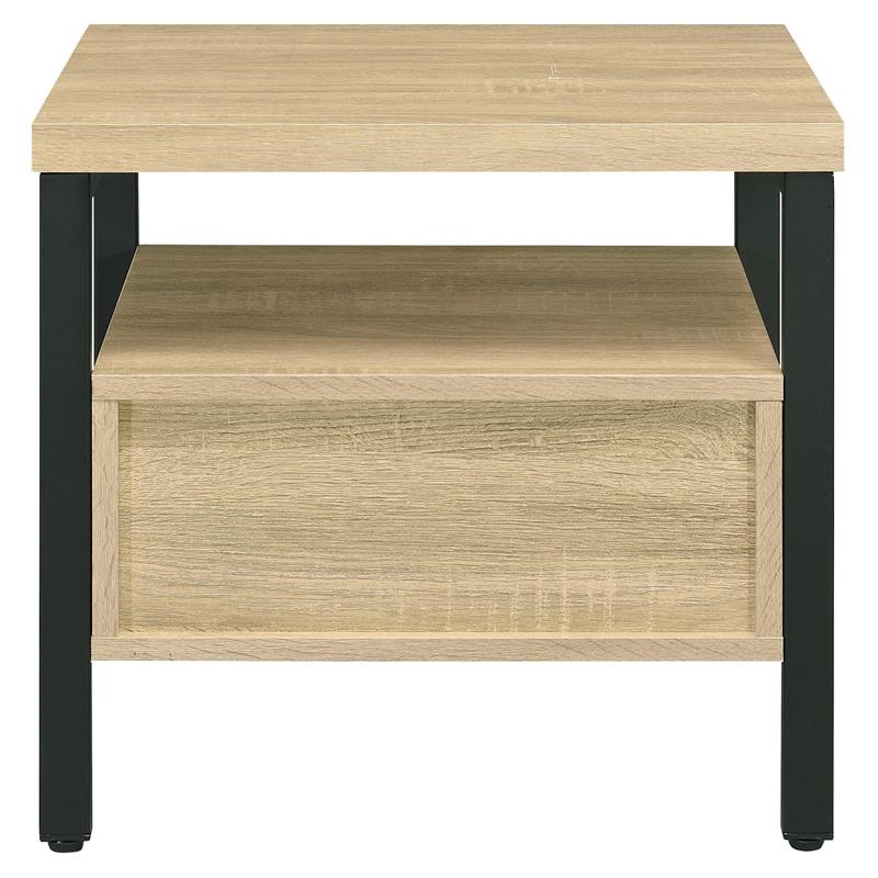 ACME Yawan Wooden Accent Table with Storage in Oak and Black