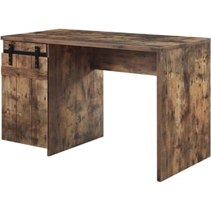 acme bellarose wooden writing desk with left side cabinet in rustic oak