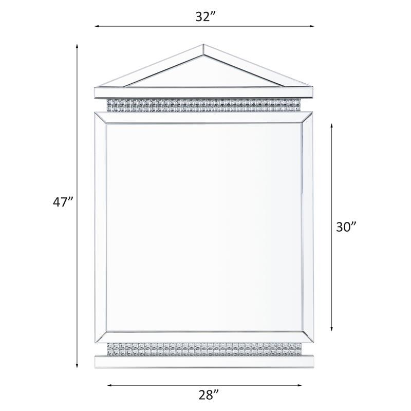 ACME Lotus Glass Wall Decor in Mirrored and Faux Ice Cube Crystals