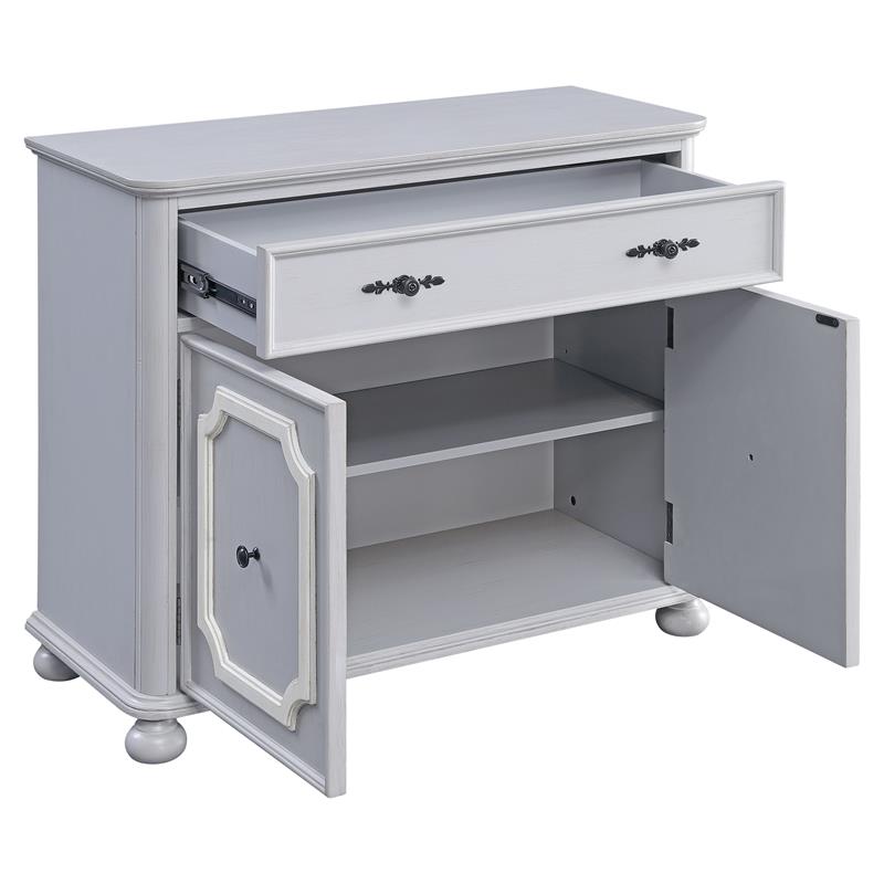 ACME Enyin Wooden Rectangular 1-Drawer Storage Cabinet with Double Door in Gray