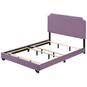 ACME Haemon Fabric Upholstered Queen Bed with Nailhead Trim in Light Purple
