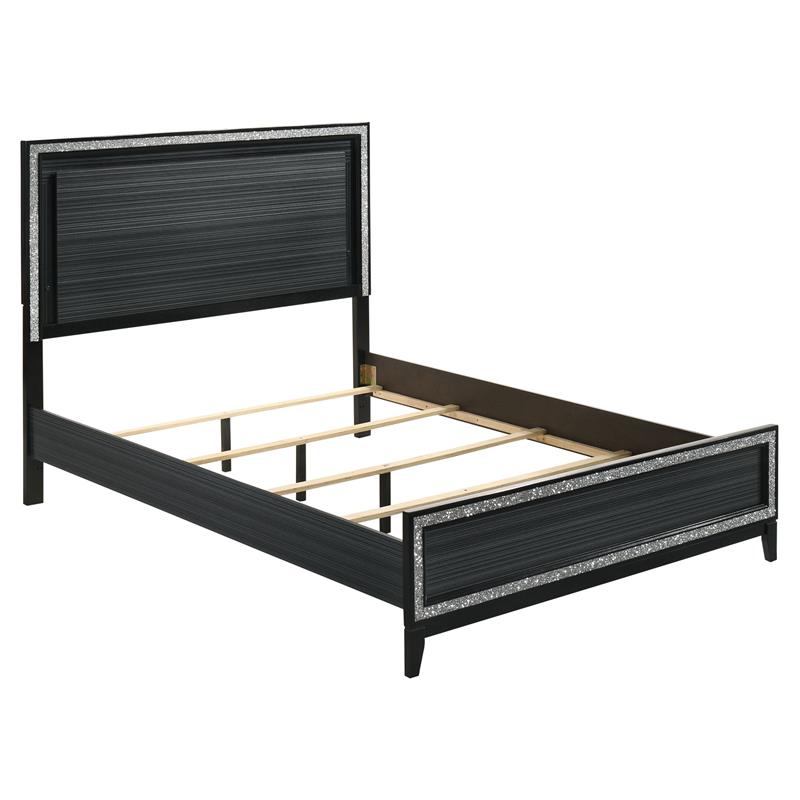 ACME Haiden Wooden Eastern King Bed with LED Lighting in Weathered Black