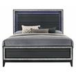 ACME Haiden Wooden Eastern King Bed with LED Lighting in Weathered Black