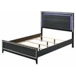 ACME Haiden Wooden Eastern King Bed with LED Lighting in Weathered Black