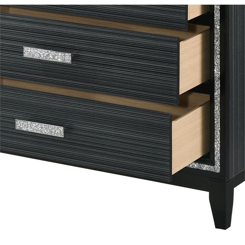 ACME Haiden 5-Drawer Wooden Chest with Shimmering Trim in Weathered Black