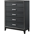 ACME Haiden 5-Drawer Wooden Chest with Shimmering Trim in Weathered Black