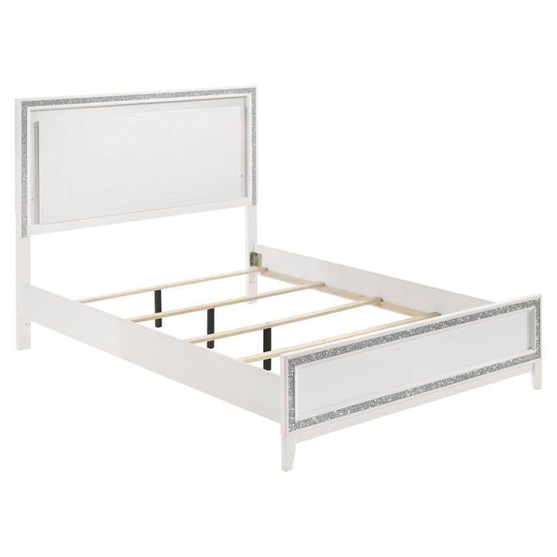 ACME Haiden Wooden Eastern King Bed with LED Lighting in White