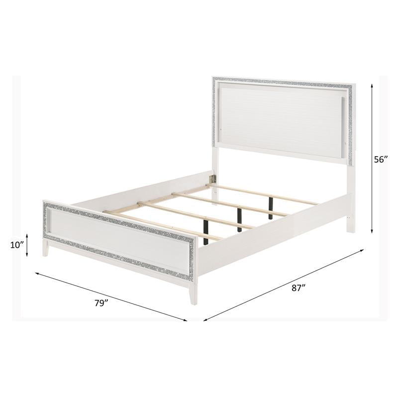 ACME Haiden Wooden Eastern King Bed with LED Lighting in White