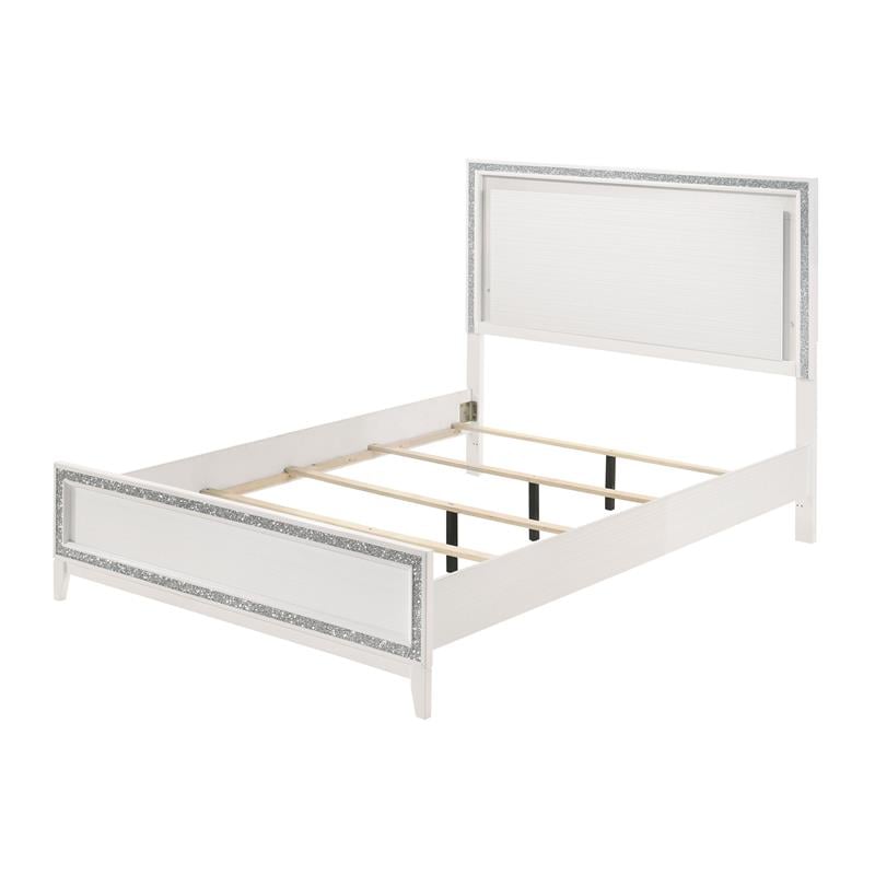 ACME Haiden Wooden Queen Panel Bed with LED in White Finish