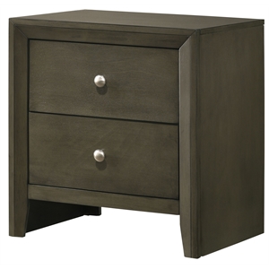 acme ilana wooden rectangular nightstand with 2 drawers in gray