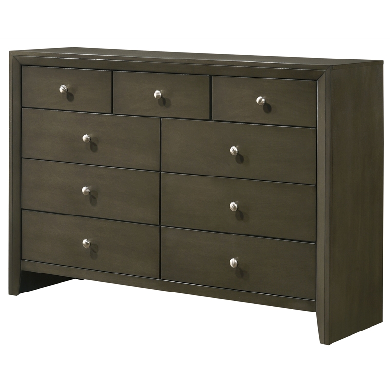 ACME Ilana Rectangular Wooden Dresser with 9 Drawers in Gray