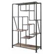 ACME Brantley Rectangular Metal Bookshelf in Antique Oak and Sandy Gray