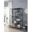 ACME Brantley Rectangular Metal Bookshelf in Antique Oak and Sandy Gray